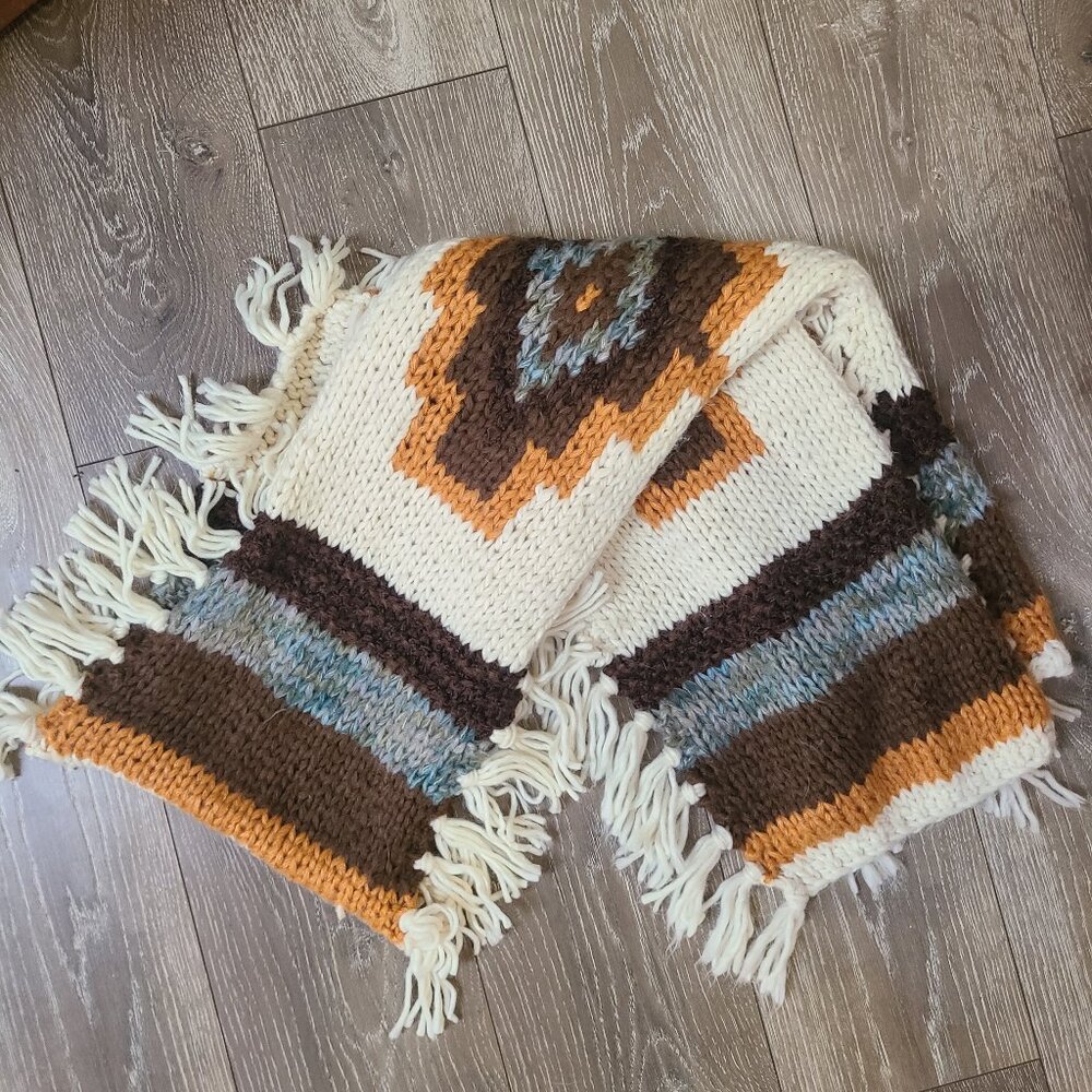 Super Cozy Chunky Scarf Southwest Woven Wrap with Fringe